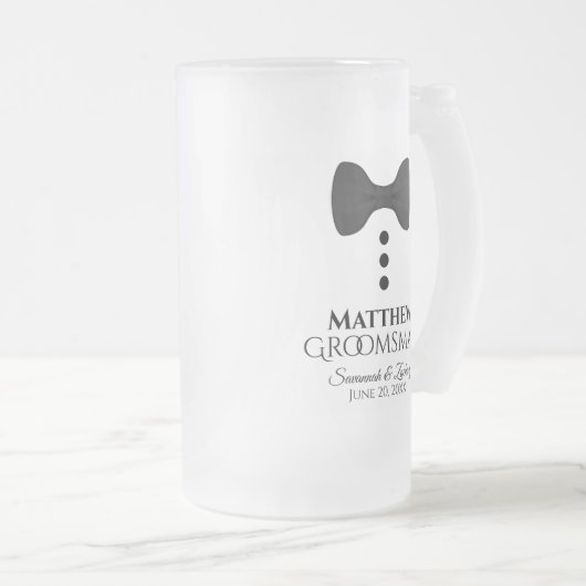 Fun Groomsman Black Stropdas Tuxedo Frosted Beer M Matglas Bierpul (Voorkant rechts)