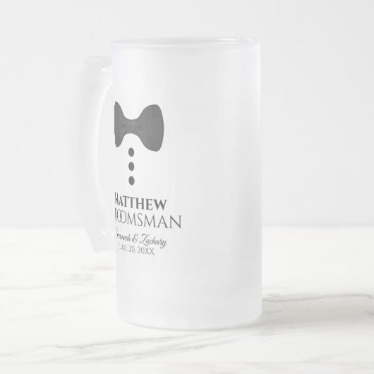 Fun Groomsman Black Stropdas Tuxedo Frosted Beer M Matglas Bierpul (Voorkant links)