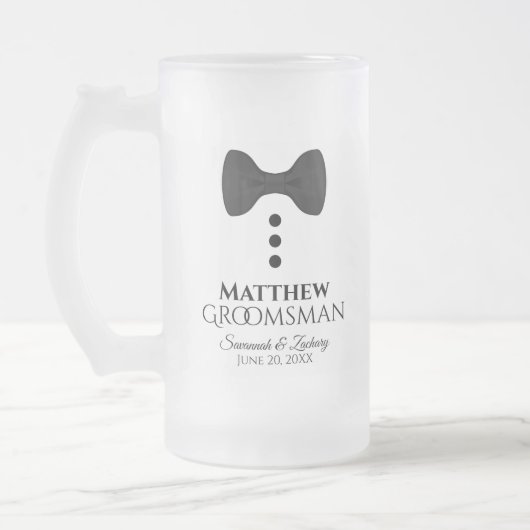 Fun Groomsman Black Stropdas Tuxedo Frosted Beer M Matglas Bierpul (Links)