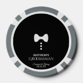 Fun Groomsman Wedding Favor White Bow Stropdas Tux Poker Chips (Achterkant)