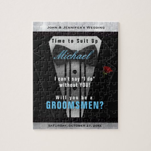 Fun Groomsmen Uitnodiging Legpuzzel (Verticaal)