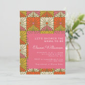 Fun Groovy 70s  Roze Floral Vrijgezellenfeest Kaart (Staand voorkant)