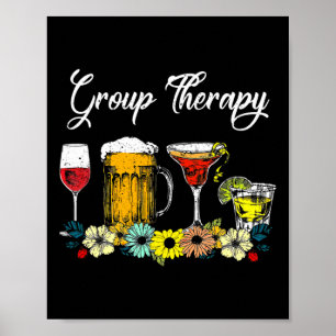 Fun Group Therapy Floral Drink Gles Geestelijke Ge Poster