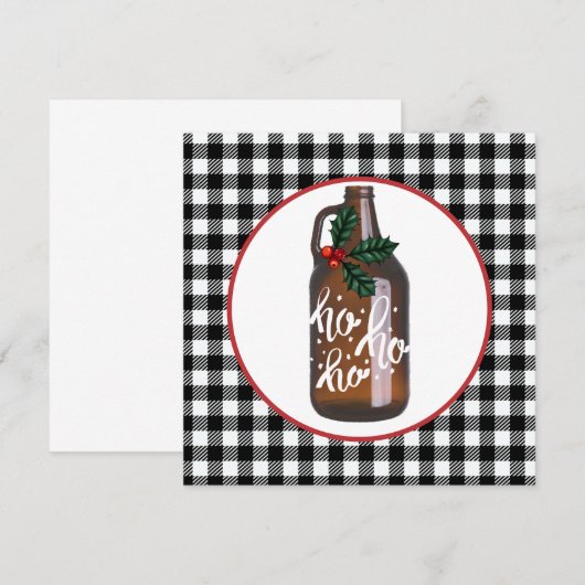 Fun Growler & Buffalo Plaid Holiday Card Kaart (Voorkant / Achterkant)