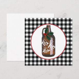 Fun Growler & Buffalo Plaid Holiday Card Kaart