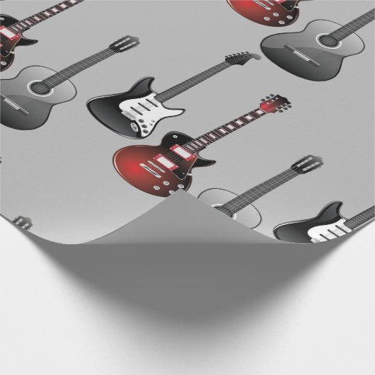 Fun Guitar Musician Pattern Cadeaupapier (Hoek)