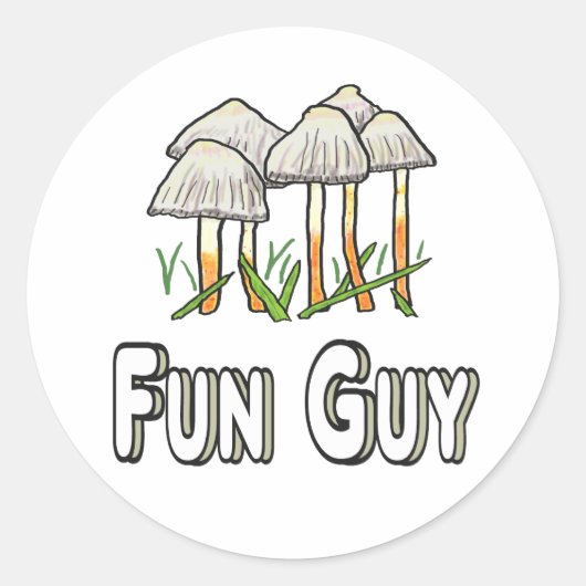 Fun Guy Funny Mushroom Pun Ronde Sticker (Voorkant)