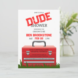 Fun Guy Groom Toolbox Wedding Shower-uitnodiging Kaart