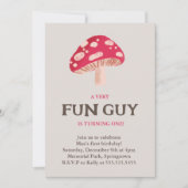 Fun Guy Mushroom Thema verjaardagsuitnodiging Kaart (Voorkant)