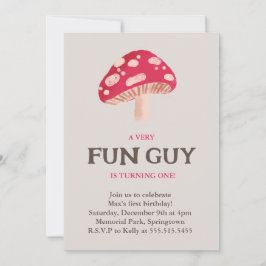 Fun Guy Mushroom Thema verjaardagsuitnodiging Kaart