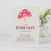 Fun Guy Mushroom Thema verjaardagsuitnodiging Kaart (Staand voorkant)