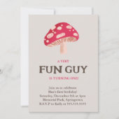 Fun Guy Mushroom Thema verjaardagsuitnodiging Kaart (Voorkant)