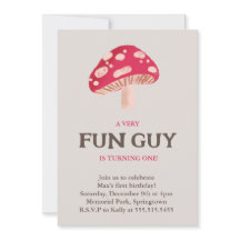 Fun Guy Mushroom Thema verjaardagsuitnodiging