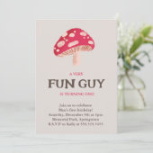 Fun Guy Mushroom Thema verjaardagsuitnodiging Kaart (Staand voorkant)
