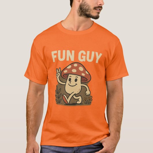 “Fun Guy” Paddenstoelen T-Shirt – Grappig Cartoon (Voorkant)