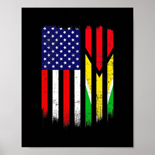 Fun Guyana Flag American Flag Mannen Women Kind Poster (Voorkant)