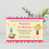 Fun Gymnastics Kids Birthday Party Invitation Kaart (Staand voorkant)