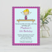 Fun Gymnastics Kids Birthday Party Invitation Kaart (Staand voorkant)