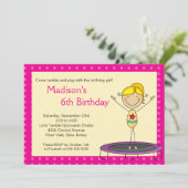 Fun Gymnastics Kids Birthday Party Invitation Kaart (Staand voorkant)