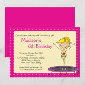 Fun Gymnastics Kids Birthday Party Invitation Kaart (Voorkant / Achterkant)