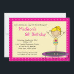 Fun Gymnastics Kids Birthday Party Invitation Kaart<br><div class="desc">Begin je feest meteen met onze leuke stokfiguur gymnast meisjes gymnastiek Birthday party Invitation met het meest kutste meisje met een trampoline. Perfecte uitnodiging voor de verjaardagsfeestdag van je kleine gymnastiekster. Pas je aan met je informatie en je bent klaar om te gaan! In onze winkel zijn ook overeenkomende objecten,...</div>