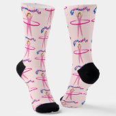 Fun Gymnastics text Pink hula hoop girl Monogram Sokken (Gebogen)