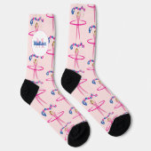 Fun Gymnastics text Pink hula hoop girl Monogram Sokken (Rechts)