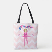 Fun Gymnastics text Pink hula hoop girl Monogram Tote Bag (Achterkant)