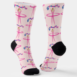 Fun Gymnastics text Pink hula hoop girl Sokken