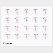 Fun Gymnastics text with Pink hula hooping girl Ronde Sticker (Vel)