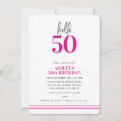 FUN hallo 50 modern 50ste verjaardagsfeest roze Kaart (Voorkant)