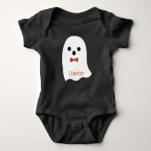 Fun Halloween Boy Ghost Pset Bow Naam Baby Romper (Voorkant)