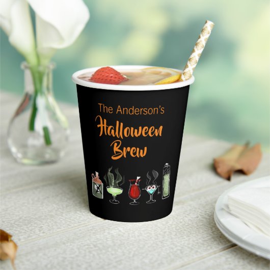 Fun Halloween Brew spooky zwart Papieren Bekers (Insitu)