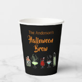 Fun Halloween Brew spooky zwart Papieren Bekers (Achterkant)