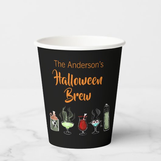 Fun Halloween Brew spooky zwart Papieren Bekers (Voorkant)