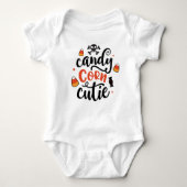 Fun Halloween Candy Corn Cutie Baby Name Baby Romper (Voorkant)