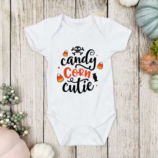 Fun Halloween Candy Corn Cutie Baby Name Baby Romper