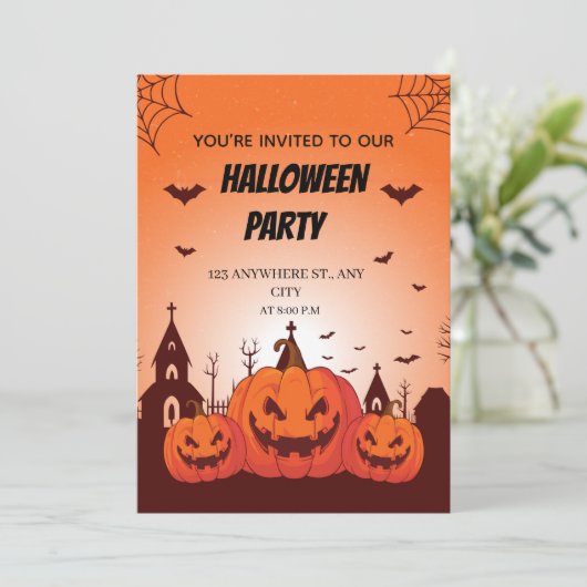 Fun Halloween Costume Party Invite Customizable  Kaart (Staand voorkant)