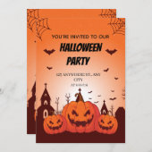 Fun Halloween Costume Party Invite Customizable Kaart (Voorkant / Achterkant)