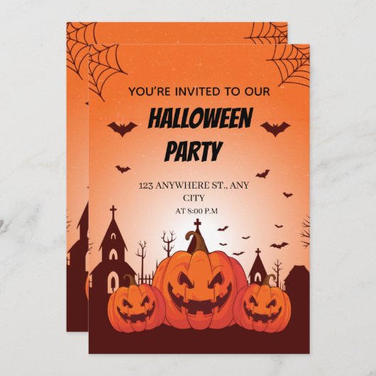 Fun Halloween Costume Party Invite Customizable  Kaart (Voorkant / Achterkant)