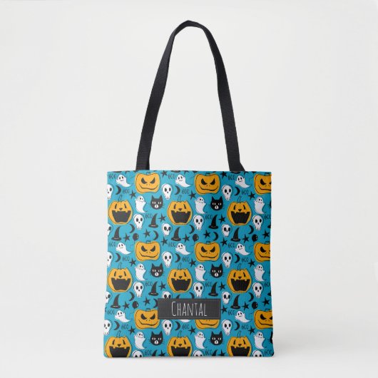 Fun Halloween Creatures Patroon | Jouw namen toevo Tote Bag (Voorkant)