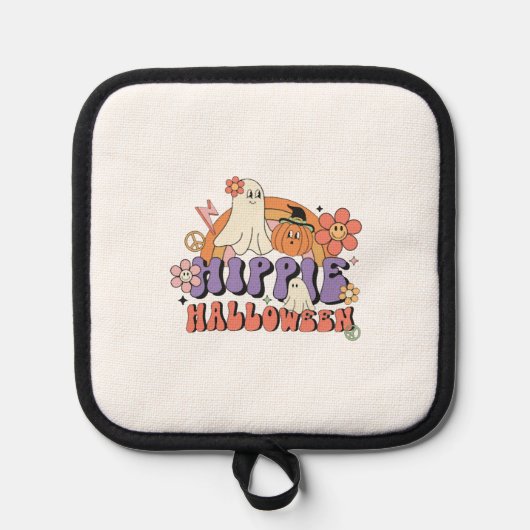 Fun Halloween Designs Hippie Halloween Retro Pannenlap (Voorkant)