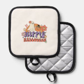 Fun Halloween Designs Hippie Halloween Retro Pannenlap (Voorkant / Achterkant)