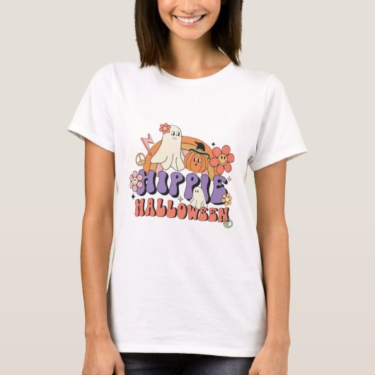 Fun Halloween Designs Hippie Halloween Retro T-shirt (Voorkant)