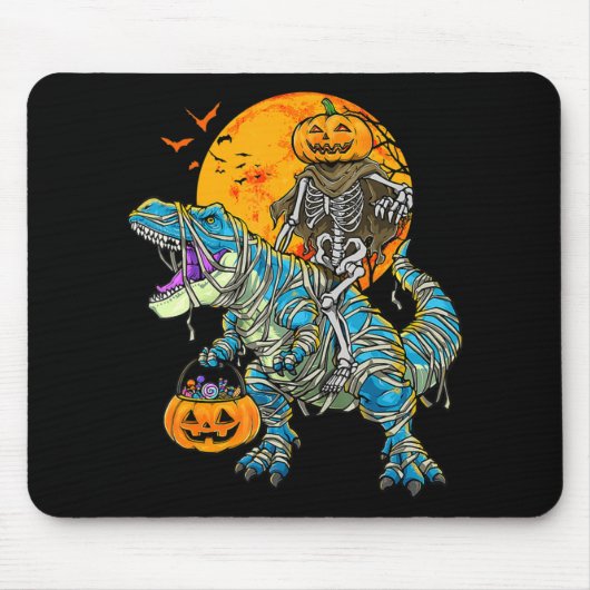 Fun Halloween Dinosaur T Rex Mummy Pumpkin Snoep S Muismat (Voorkant)
