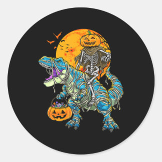 Fun Halloween Dinosaur T Rex Mummy Pumpkin Snoep S Ronde Sticker