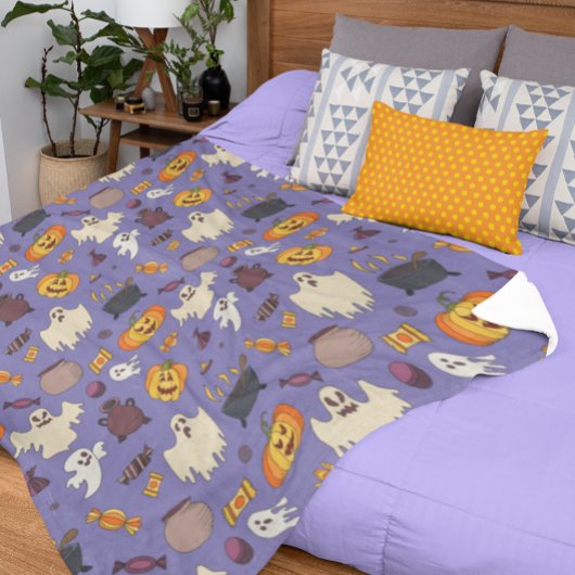 Fun Halloween Ghosts Paars Pattern Fleece Deken
