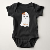 Fun Halloween Girl Ghost Pset Bow Baby Naam Romper (Voorkant)