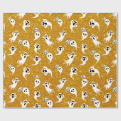 Fun Halloween Gold Glitter Ghosts Cadeaupapier (Vlak)