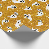 Fun Halloween Gold Glitter Ghosts Cadeaupapier (Hoek)